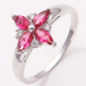 Natural Rubilite Ladies size 7 ring  White GF